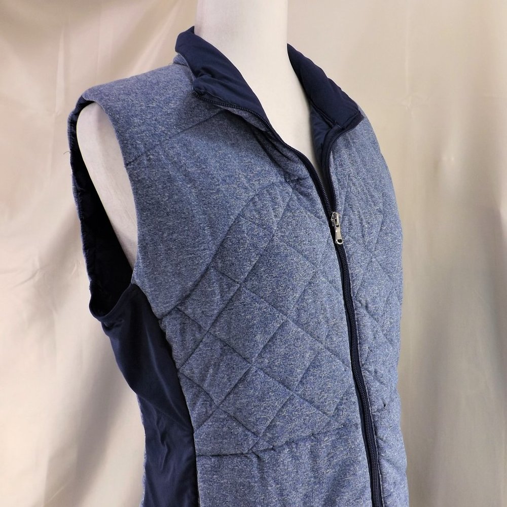 ZELOS NEW Blue Quilted Stretch Semi-Fitted w Pockets Zip Up Vest L - Picture 6 of 13